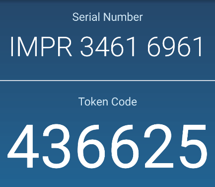 Serial Number and Token Code