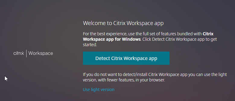 Detect citrix workspace app page