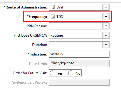 TDS frequency selected 