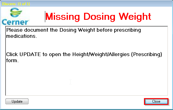 Missing Dosing Weight